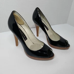 Steven by Steve Madden Lola schwarzer zehenfreier Lackleder-Pump Größe 7 - Bild 1 von 11