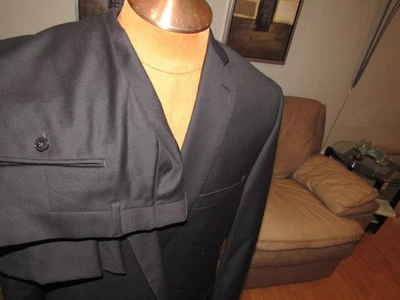 Nuevo sin etiquetas Nuevo CALVIN KLEIN Para hombres 44L Traje de Lana Negro Sólido Frente Plano Pantalones 32 X 32 Foto 1 de 4