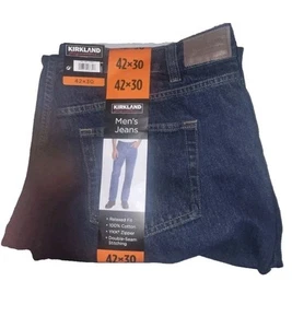 Kirkland Signature Straight Fit Blue Jeans Men's Size 42x30 NWT - Picture 1 of 9