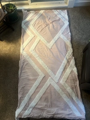 FUNDA NÓRDICA COMPLETA/DOBLE DIAMANTE CHENILLA ROSA ABSTRACTA ADOLESCENTE HERRAJES DE RESTAURACIÓN Foto 1 de 4