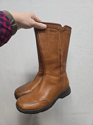 Teva Capistrano Cigarro Marrón Impermeable Cuero Para Mujer Talla 6 Hasta la pantorrilla Cremallera Foto 1 de 4