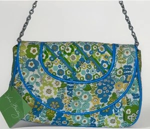 NEW Vera Bradley English Meadow Purse Bag Chain Handle Strap Blue Green Yellow - Picture 1 of 10