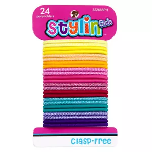 Stylin Girls Hair Ties Ponytail Holder Rainbow Elastic Rubber Bands Clasp Free - Picture 1 of 2