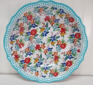 Pioneer Woman Birthday Floral Serve Bowl Green Blue Melamine 13.75" dia New - Picture 1 of 6