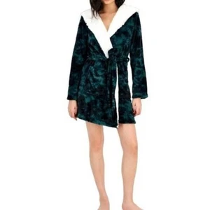 JENNI Women's Printed Short Sherpa Hooded Robe XS/S (1bx) - Picture 1 of 5