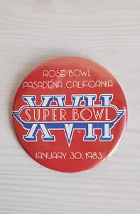 Rose Bowl Pasadena, Kalifornien XVII Super Bowl 30. Januar 1983 Pin Knopf 3,5" - Bild 1 von 2