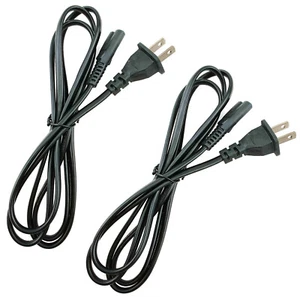 2 Pack AC Power Cord 2 Prong Figure 8 for Flat TV LCD Printer Laptop DC Adapter - Picture 1 of 6