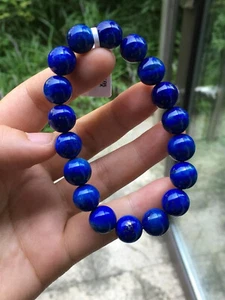 11.5mm Natural Royal Blue Lapis Lazuli Stretch Crystal Beads Bracelet AAAAA - Picture 1 of 2