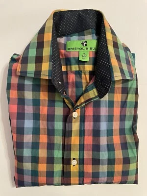 Camisa Bristol & Bull a Cuadros Abotonada Manga Larga Colorida Para Hombre Talla S Foto 1 de 4
