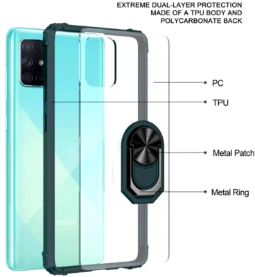 SAMSUNG GALAXY A51 5G,Kickstand Ring Holder Shockproof Case+Magnetic Car Mount - Image 1 of 4