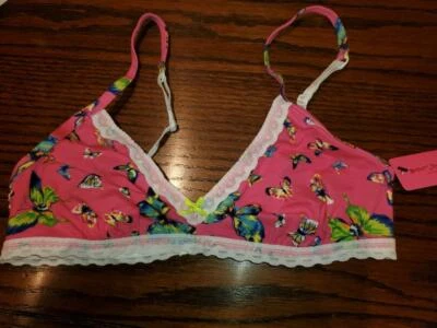 NWT BETSEY JOHNSON WIREFREE BRALETTE SLEEP BRA COTTON 725315 671 BUTTERFLY S - Image 1 of 2