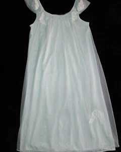 LORRAINE VINTAGE Women's Lime Green Chiffon Overlay Rare Night Gown Size Small - Picture 1 of 12