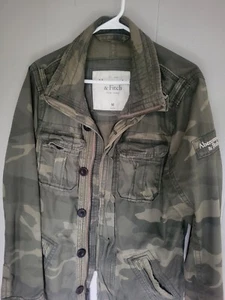 Abercrombie & Fitch A&F Herren Gr. Medium Reißverschluss Camouflage Cargo Militär Jacke - Bild 1 von 13