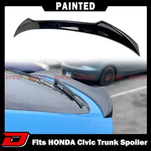 Painted Black Fits HONDA Civic 11th FL 5DR Hatchback V Look Trunk Spoiler 2025 - Foto 1 di 9