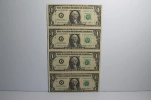 1985 $1 AB 4 Note Sheet - Picture 1 of 2