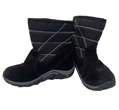 Botas infantis acolchoadas Merrell Jungle Moc pretas tamanho 11 impermeáveis Opti-warm - Imagem 1 de 4