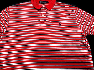 Ralph Lauren Mens Polo Knit Short Sleeve Cotton Stripe Logo Shirt Large L - Picture 1 of 3
