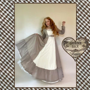 Rare Brown Woven Check Apron Panel Corseted Maxi Length Dress by GUNE SAX, 9 - Picture 1 of 10