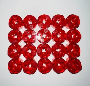 Loose Official LEGO 20 Piece Lot of Trans-Red 2x2 Round Bricks with Axle Hole - Picture 1 of 1