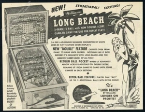 1952 pinup woman art Williams Long Beach pinball machine photo vtg print ad - Picture 1 of 7