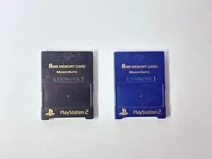 Sony 8MB Magic Gate Memory Card PLAYSTATION 2 Set2 (Negro Y Azul) - Picture 1 of 4