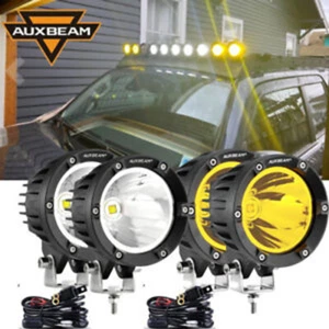 Auxbeam 4" LED POD Amber White Combo Beam Round LED Offroad Light For Jeep Truck - Picture 1 of 10