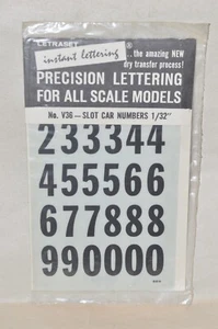 Letraset Dry Transfer Decals V36 B&W Set Slotcar Nummern Maßstab 1:24 1/32" hoch - Bild 1 von 2