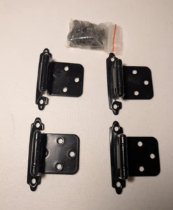 3/8 Inch Offset Inset Cabinet Hinges Black MH204-B with Screws Set of 4 New - Picture 1 of 2