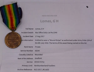 WW1 Victory Medal 20th Northumberland Fusiliers 18th Durham Pals Wounded - Picture 1 of 2