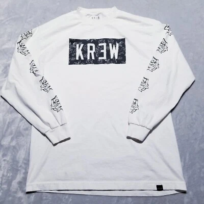KREW KR3W T-Shirt Mens Large L White Long Sleeves Tee Rose Sleeves Skateboarding - Image 1 of 4