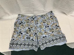 J. Jill Shorts Blue Floral Paisley  Orange Floral Drawstring Waist Sz M - Picture 1 of 8