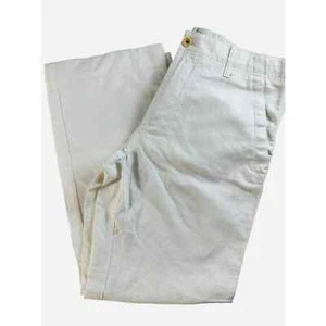 Banana Republic Womens Linen Pants Sz 31/30 Ivory Light Weight Hidden Drawstring - Picture 1 of 12