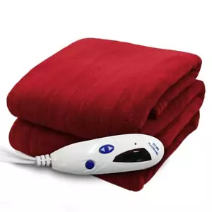 Pure Warmth Microplush Electric Heated Warming Throw Blanket Claret Red - Picture 1 of 4