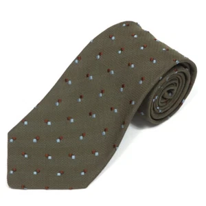 ERMENEGILDO ZEGNA Olive Green Geometric Brown Blue Cube Men's Silk Neck Tie - Picture 1 of 4