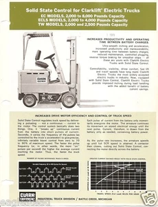 Fork Lift Truck Brochure - Clark - Solid State SCR Control - 1970 (LT105) - Bild 1 von 1