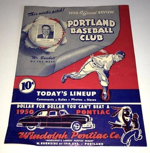 PCL PORTLAND BEAVERS 1950 PROGRAM vs OAKLAND OAKS ACORNS CHAMPIONSHIP SEASON - Picture 1 of 5