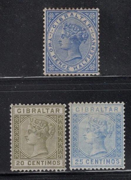 Gibraltar 1889-98 QV 3 Better Values Mint #14, 31, 32 CV$104 - Image 1 of 1