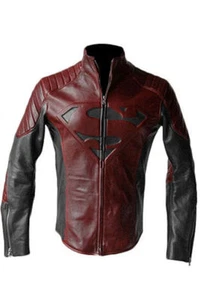 Superman Man Of Steel SMALLVILLE Black And Red Leather Shield Jacket - Picture 1 of 4