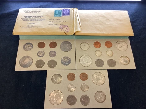 1954 United States P, D, and S Double Mint Set w/ Inner and Outer Envelopes Cover