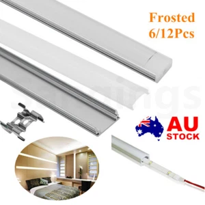 6/12X Aluminium LED Channel Milky White LED Light Diffuser LED Strip Lights 0.9M - Picture 1 of 14