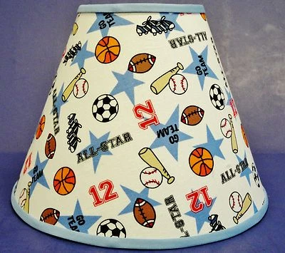 Baseball Football Soccer Basketball Balls White Handmade Lampshade Lamp Shade - Image 1 of 2