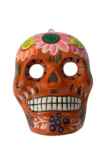 Mascaras Calaveras Terrakotta Talavera Maske Sugar Skull Wandbehang Mexiko 8x7 - Bild 1 von 8