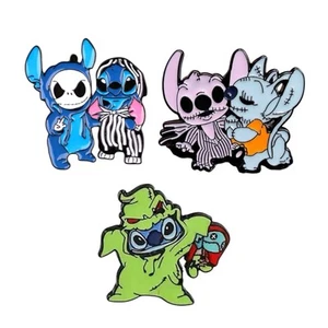 3 Disney Stitch Jack Emaille Pin Disney Motto Nightmare Before Christmas Set - Bild 1 von 6