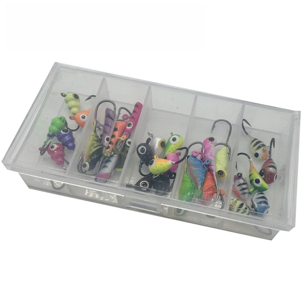 Ice Fishing Gear Kit 30pcs Luminous Mini Fishhook Jig Heads for Panfish Crappie - Image 1 of 4