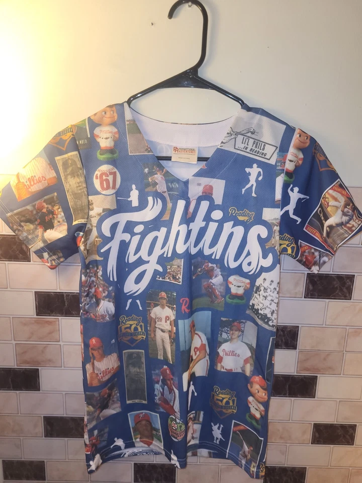 Reading Fightins Fightin Phillies Phils 50 Seasons Jersey Promo Shirt Youth M  - Image 1 of 3