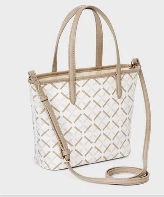 Новый с Ярлыками новый день белый мини с покрытием холст сумка с короткими ручками через плечо геометрический узор - Изображение 1 из 4