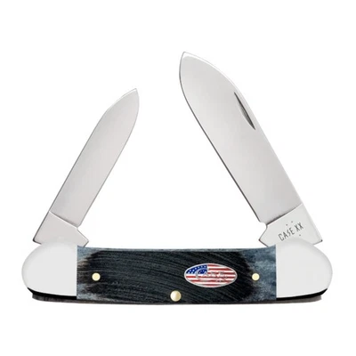 Cuchillo canoa Case 2.6/1.97" lanza y pluma, estrellas y rayas, hueso gris jigged #53065 Foto 1 de 4