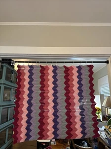 Muy Bonita Manta Afgana Tejida a Mano Retro Zigzag Med. 41X53” Multicolor. - Imagen 1 de 13