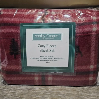 Nuevo juego completo de sábanas Ashley Cooper polar rojo a cuadros alces y árboles colección para el hogar Foto 1 de 4