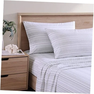  -床单,棉 Percale 床上用品套装,脆酷,King Kahanu 条纹灰色 — 第 1/4 张图片